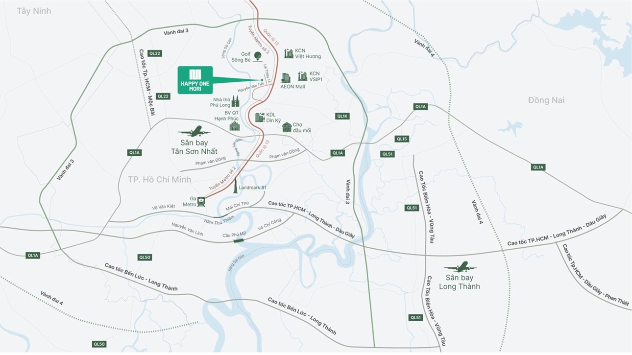 Vị trí dự án căn hộ happy one mori